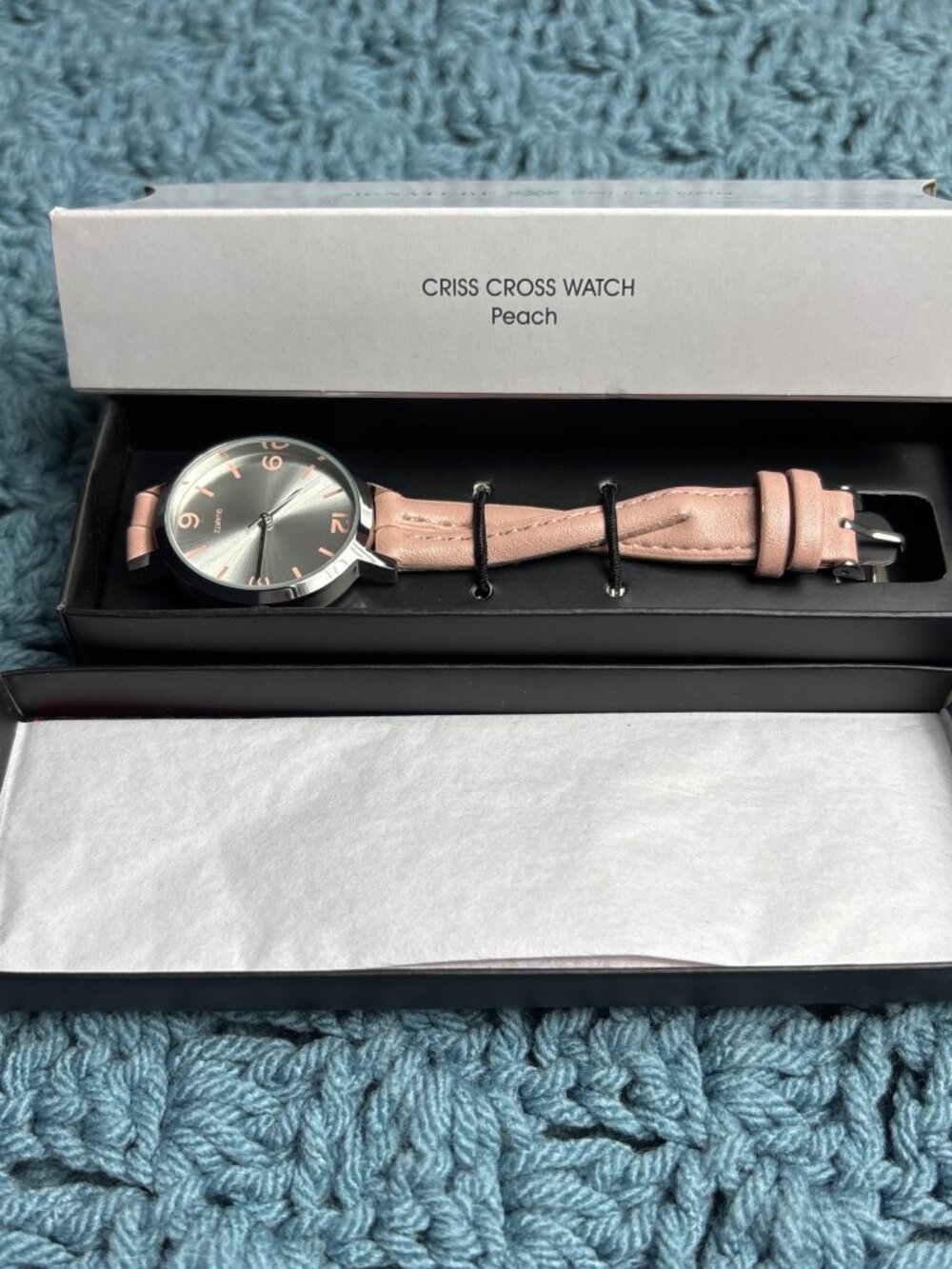 Avon Criss Cross Watch Peach New in Box